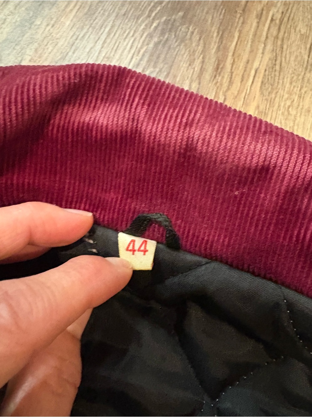 Vintage Unisex Varsity Burgundy Corduroy Bomber Jacket with Gold Trim - Picture 5 of 13